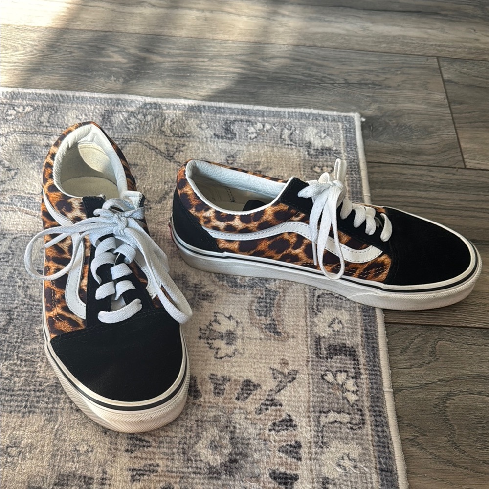 Leopard Print and Black Sneakers
